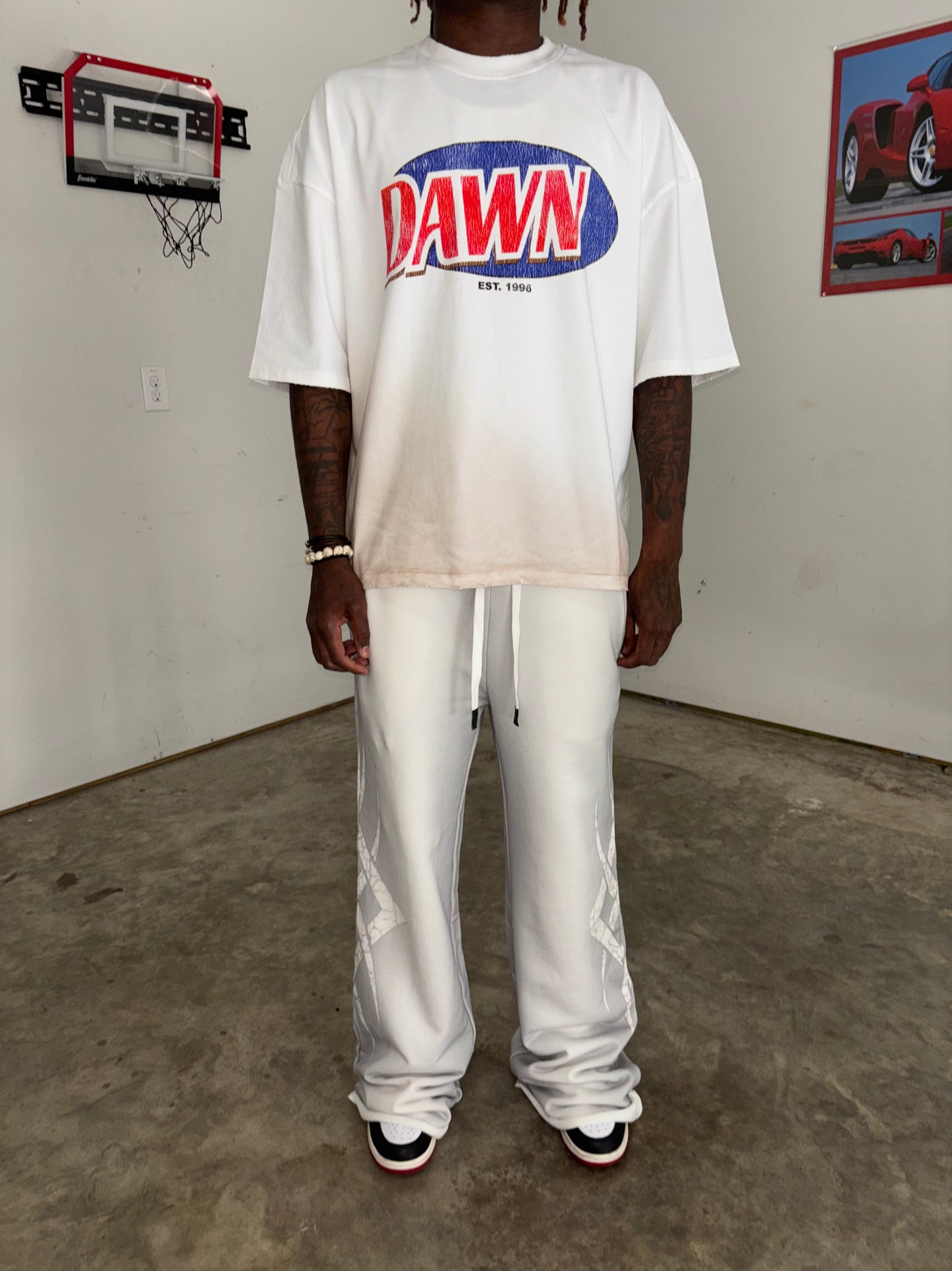 Dawn Too Dusk- LIGHT GREY DAWN WASH WIDE LEG SWEATS
